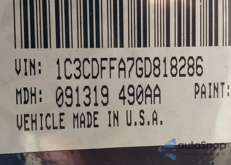 2016 Dodge Dart Sxt Sport Blacktop z USA, uszkodzony, nr VIN 1C3CDFFA7GD818286